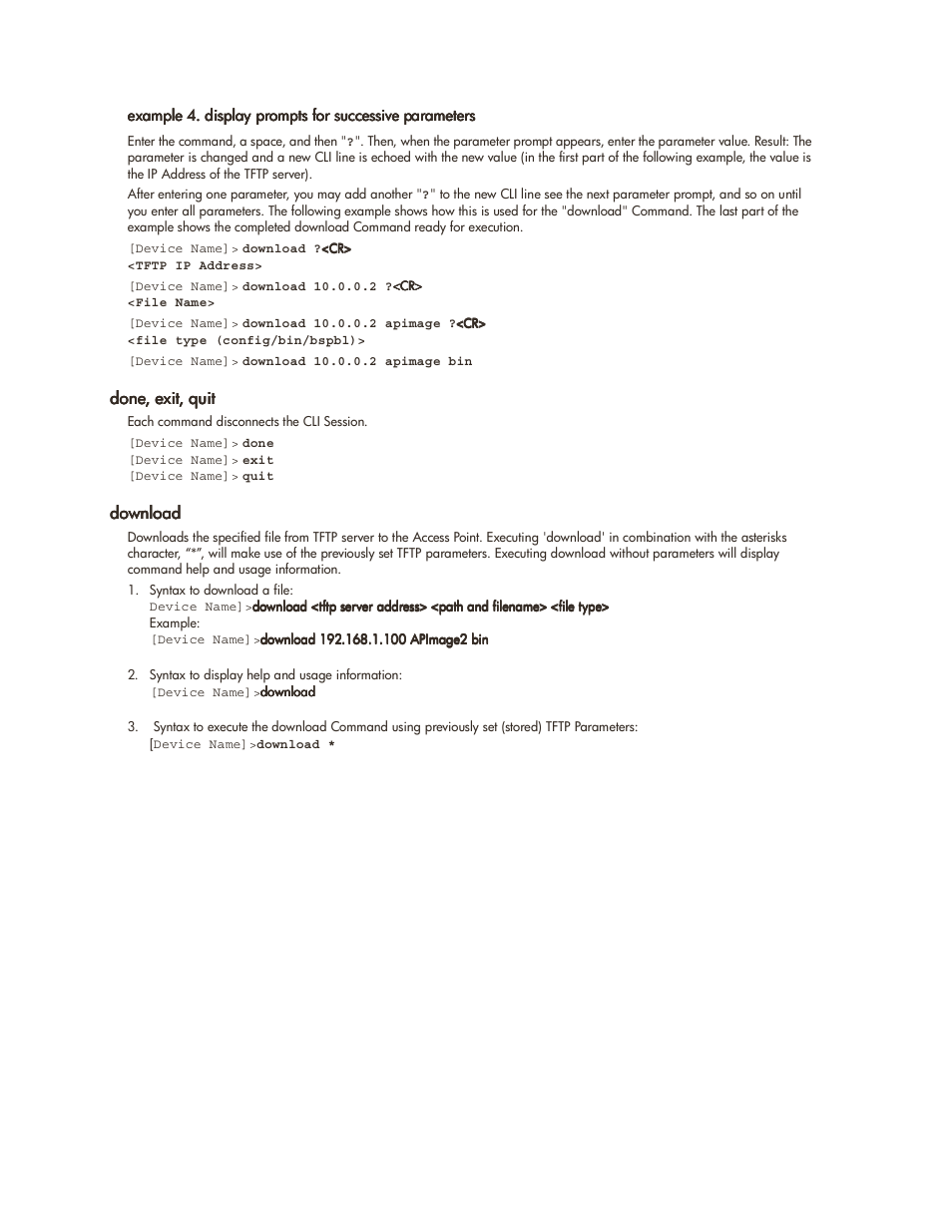 Done, exit, quit, Download, Done, exit, quit -6 download -6 | HP ProCurve 520wl Wireless Access Point User Manual | Page 89 / 142
