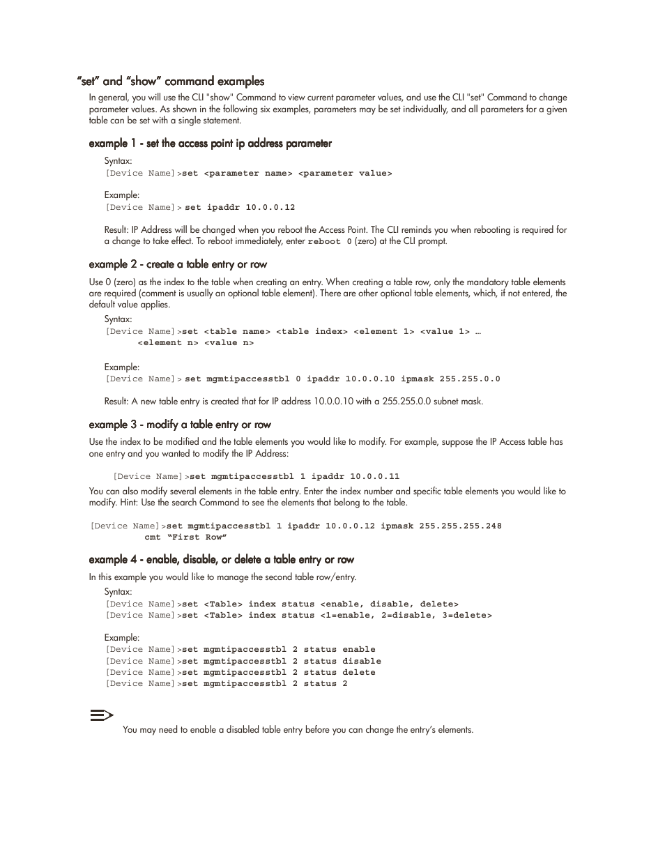 Set” and “show” command examples, Set” and “show” command examples -9 | HP ProCurve 520wl Wireless Access Point User Manual | Page 92 / 142