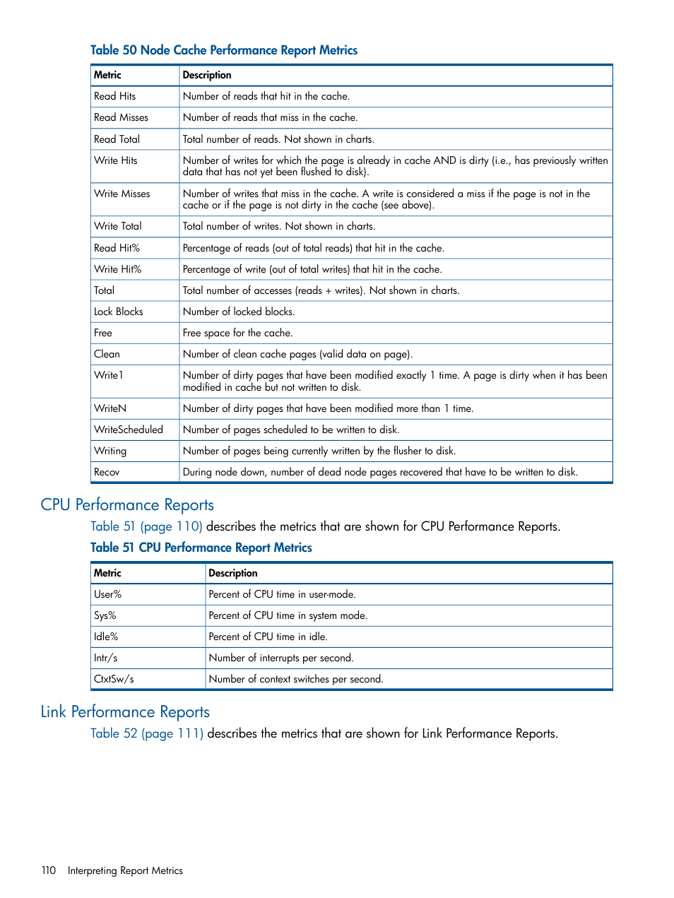 Cpu performance reports, Link performance reports, Cpu performance reports link performance reports | HP 3PAR System Reporter Software User Manual | Page 110 / 224