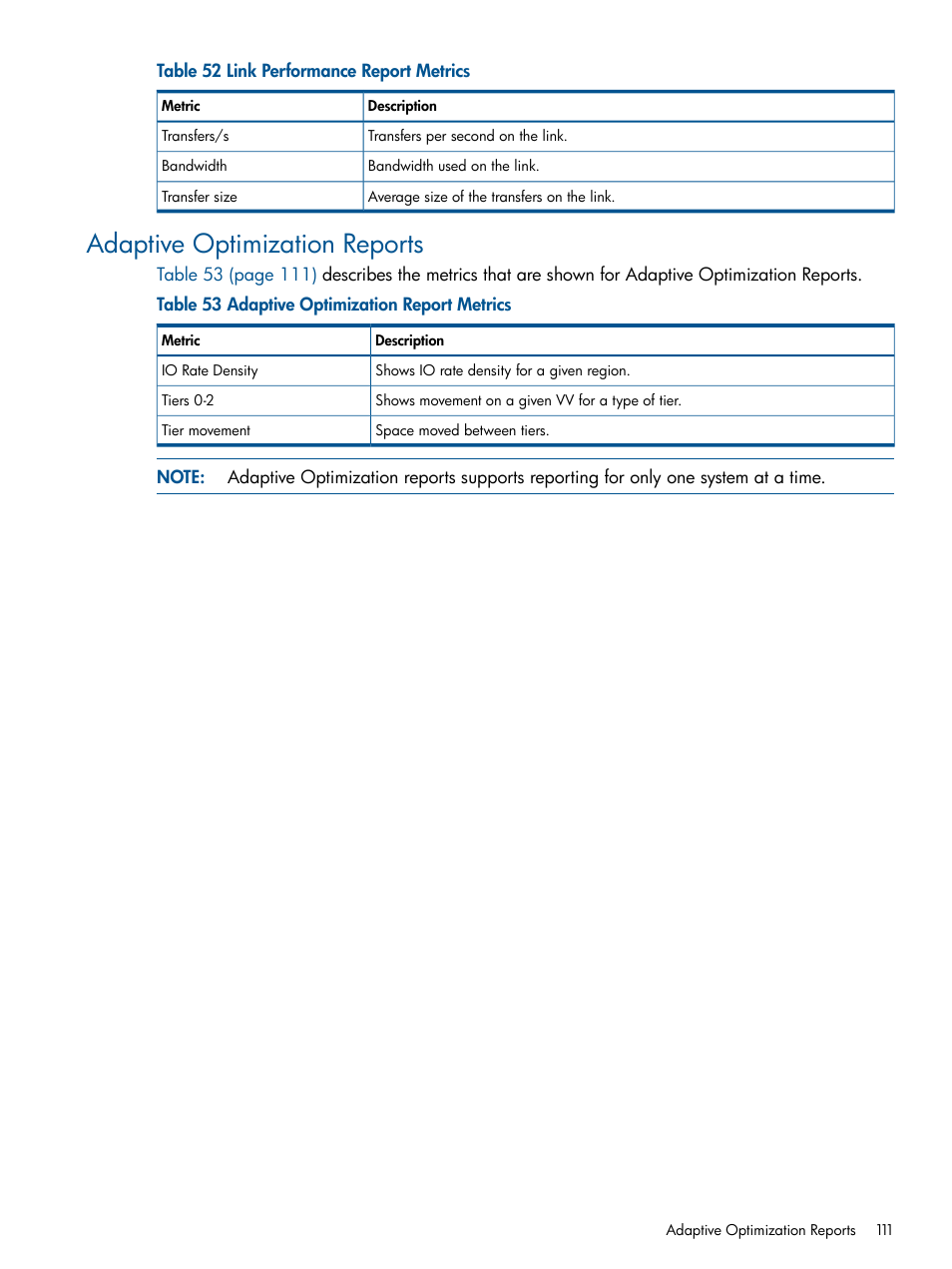 Adaptive optimization reports | HP 3PAR System Reporter Software User Manual | Page 111 / 224