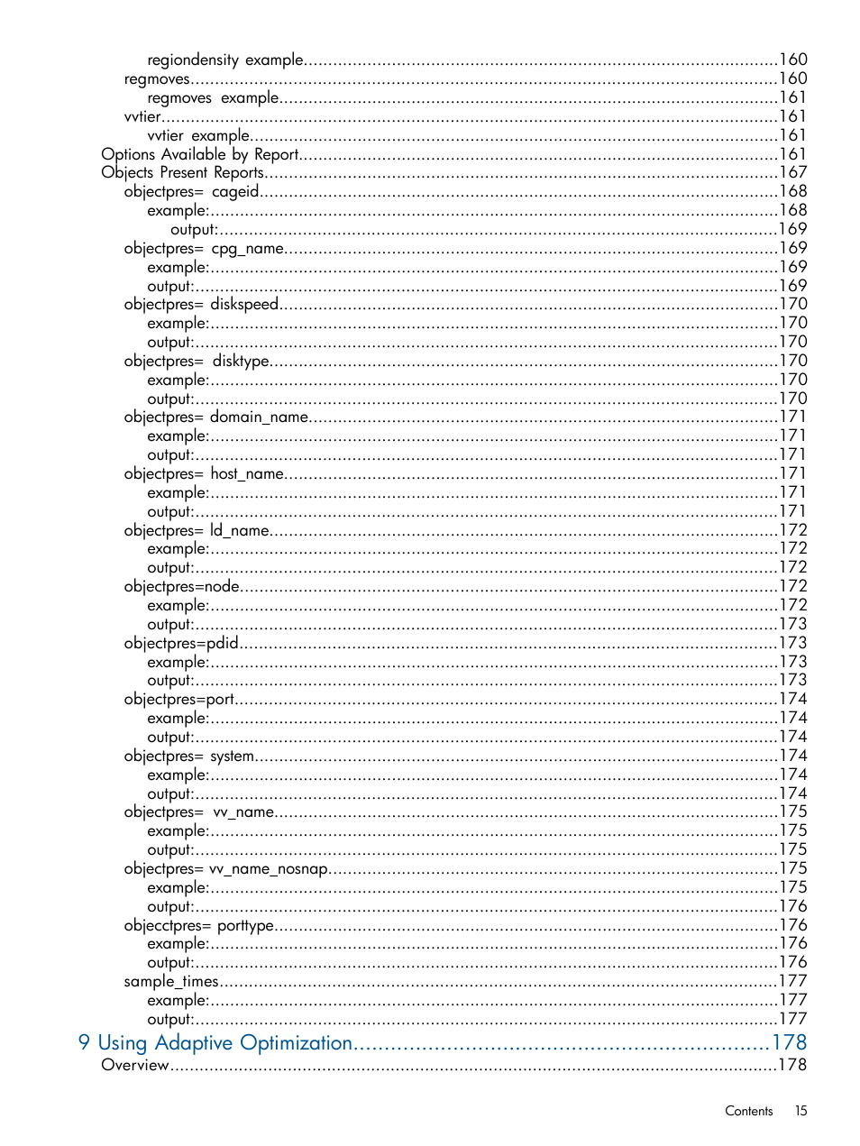 9 using adaptive optimization | HP 3PAR System Reporter Software User Manual | Page 15 / 224