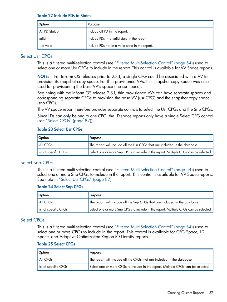 Select usr cpgs, Select snp cpgs, Select cpgs | Select usr cpgs select snp cpgs select cpgs | HP 3PAR System Reporter Software User Manual | Page 87 / 224