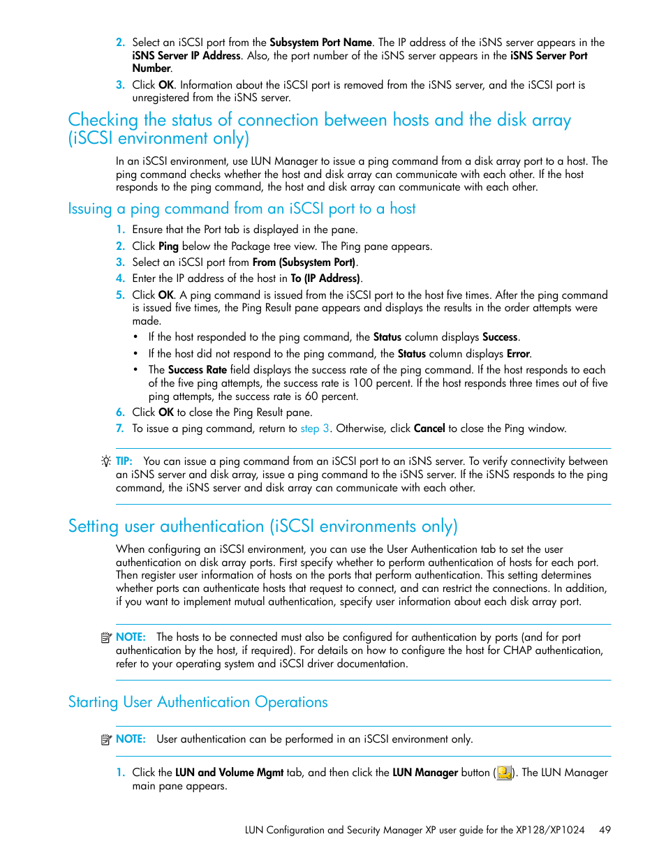 Starting user authentication operations | HP StorageWorks XP Remote Web Console Software User Manual | Page 49 / 98