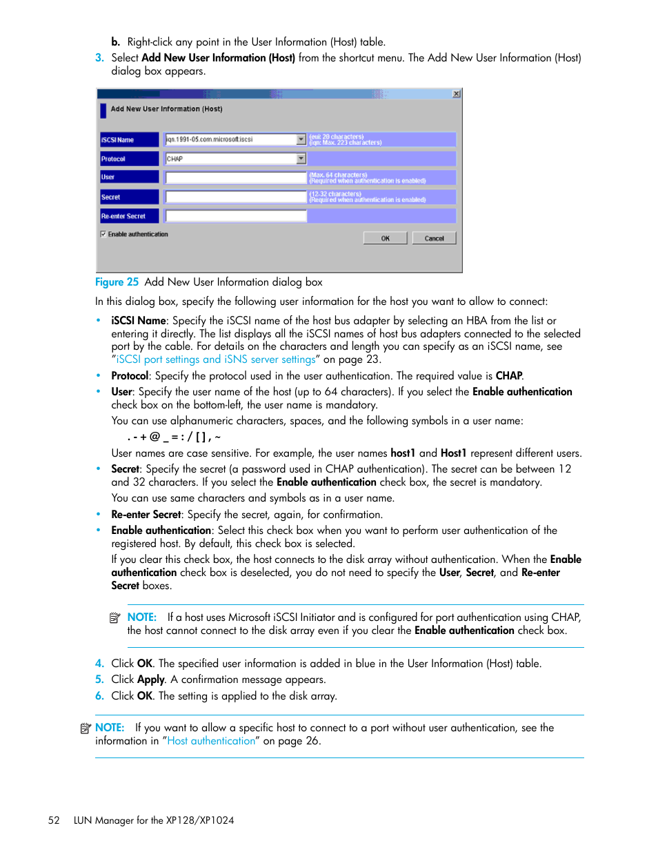 Figure 25 add new user information dialog box, 25 add new user information dialog box | HP StorageWorks XP Remote Web Console Software User Manual | Page 52 / 98