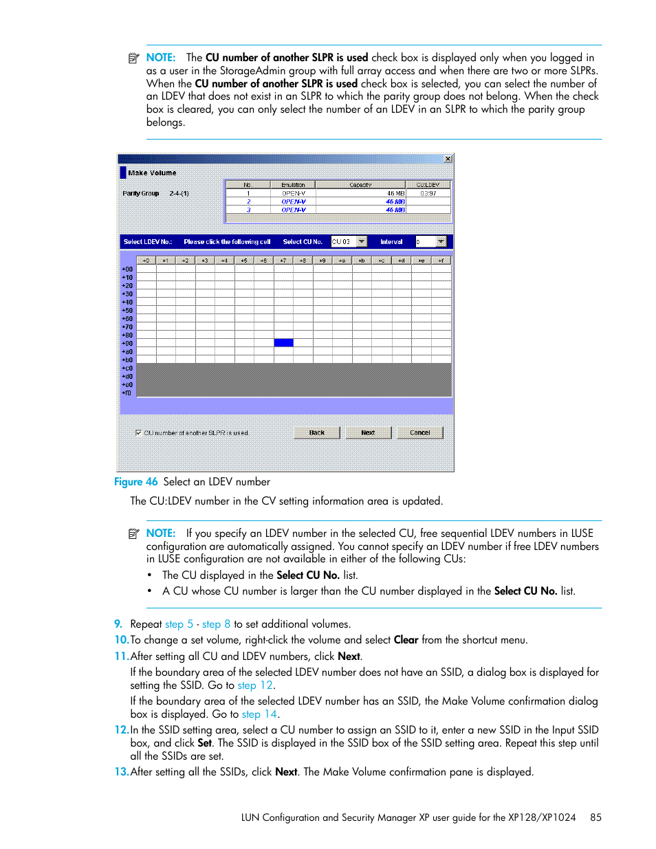 Figure 46 select an ldev number, 46 select an ldev number | HP StorageWorks XP Remote Web Console Software User Manual | Page 85 / 98