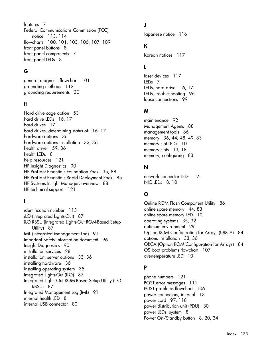 HP ProLiant ML370 G5 Server User Manual | Page 133 / 135