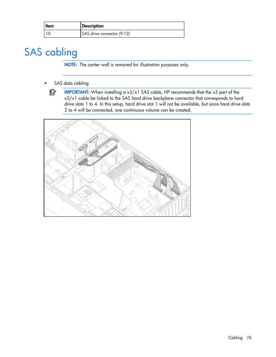 Sas cabling | HP ProLiant ML370 G5 Server User Manual | Page 76 / 135