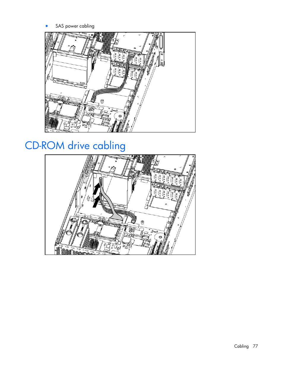 Cd-rom drive cabling | HP ProLiant ML370 G5 Server User Manual | Page 77 / 135