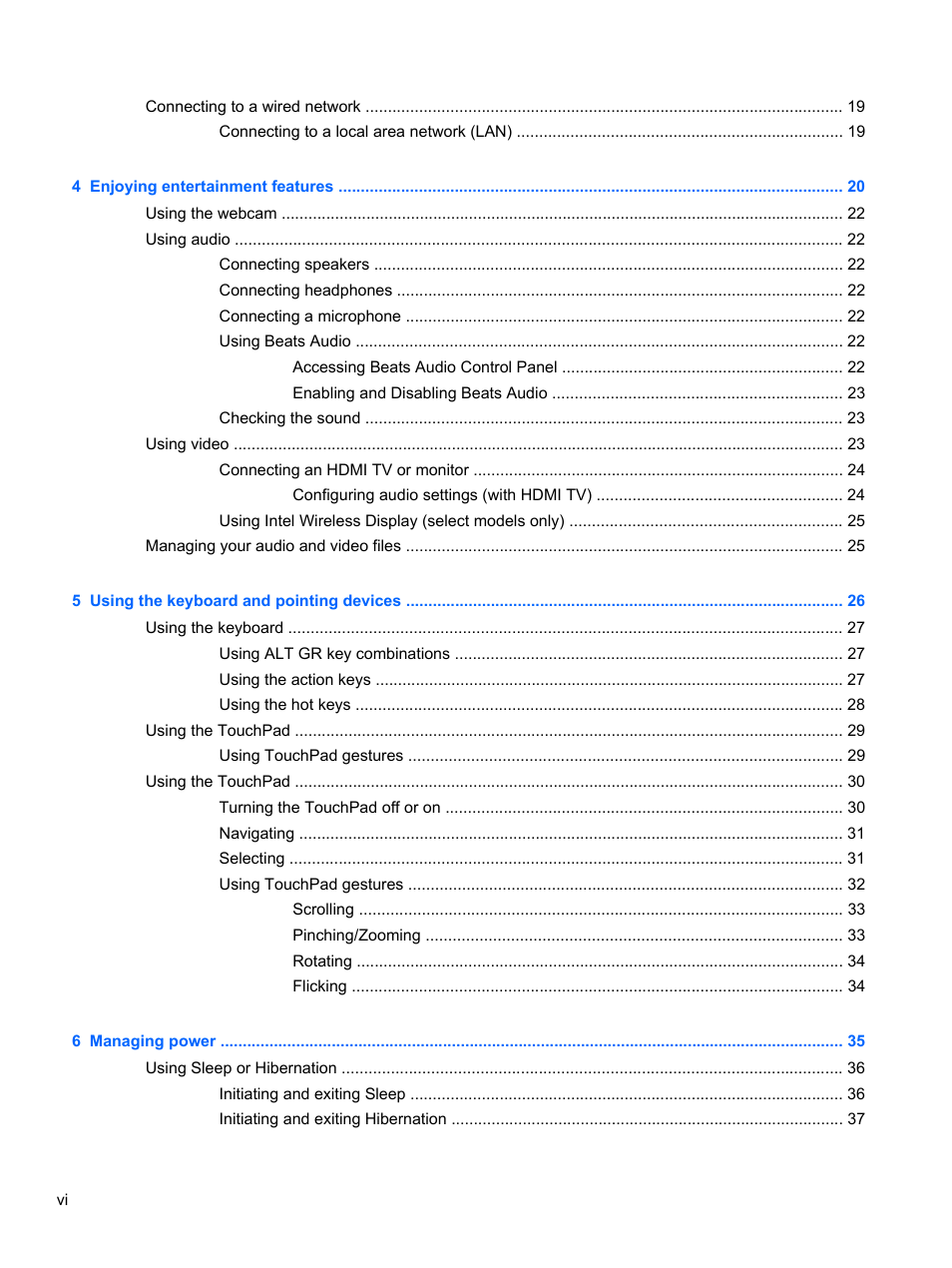 HP ENVY Sleekbook 6-1040ca User Manual | Page 6 / 88