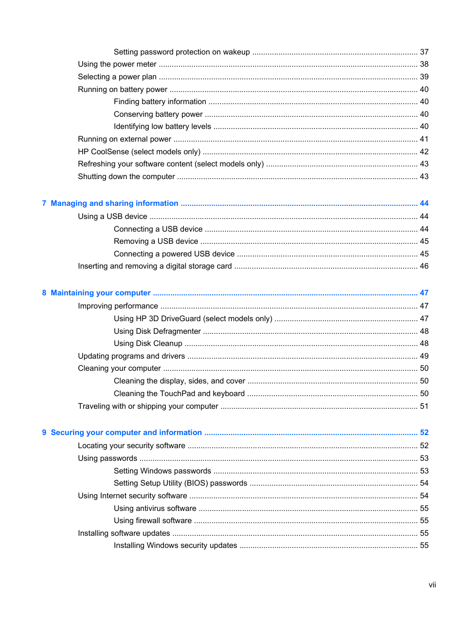 HP ENVY Sleekbook 6-1040ca User Manual | Page 7 / 88