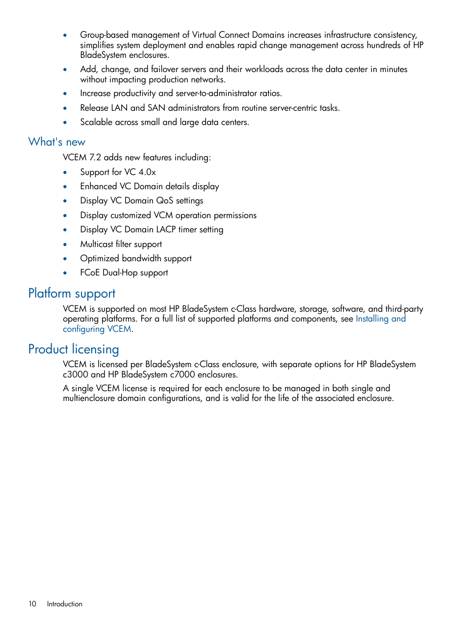 What's new, Platform support, Product licensing | Platform support product licensing | HP Insight Management-Software User Manual | Page 10 / 189