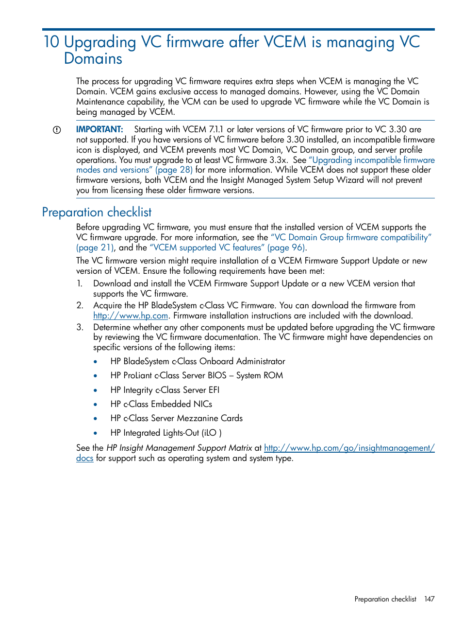 Preparation checklist | HP Insight Management-Software User Manual | Page 147 / 189