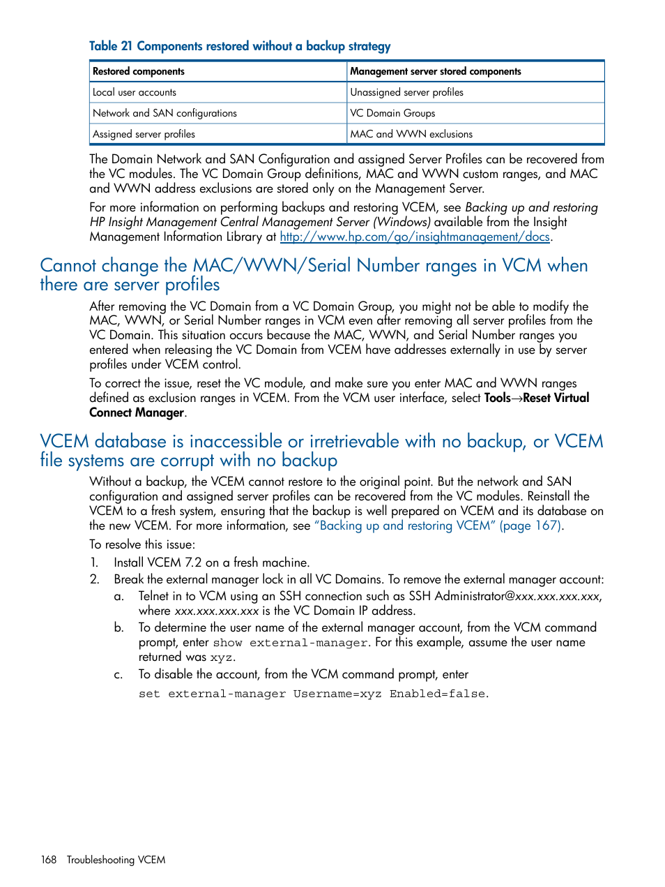 HP Insight Management-Software User Manual | Page 168 / 189