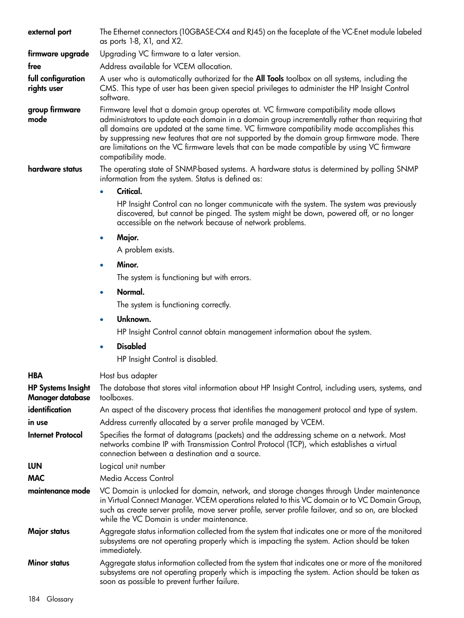 HP Insight Management-Software User Manual | Page 184 / 189