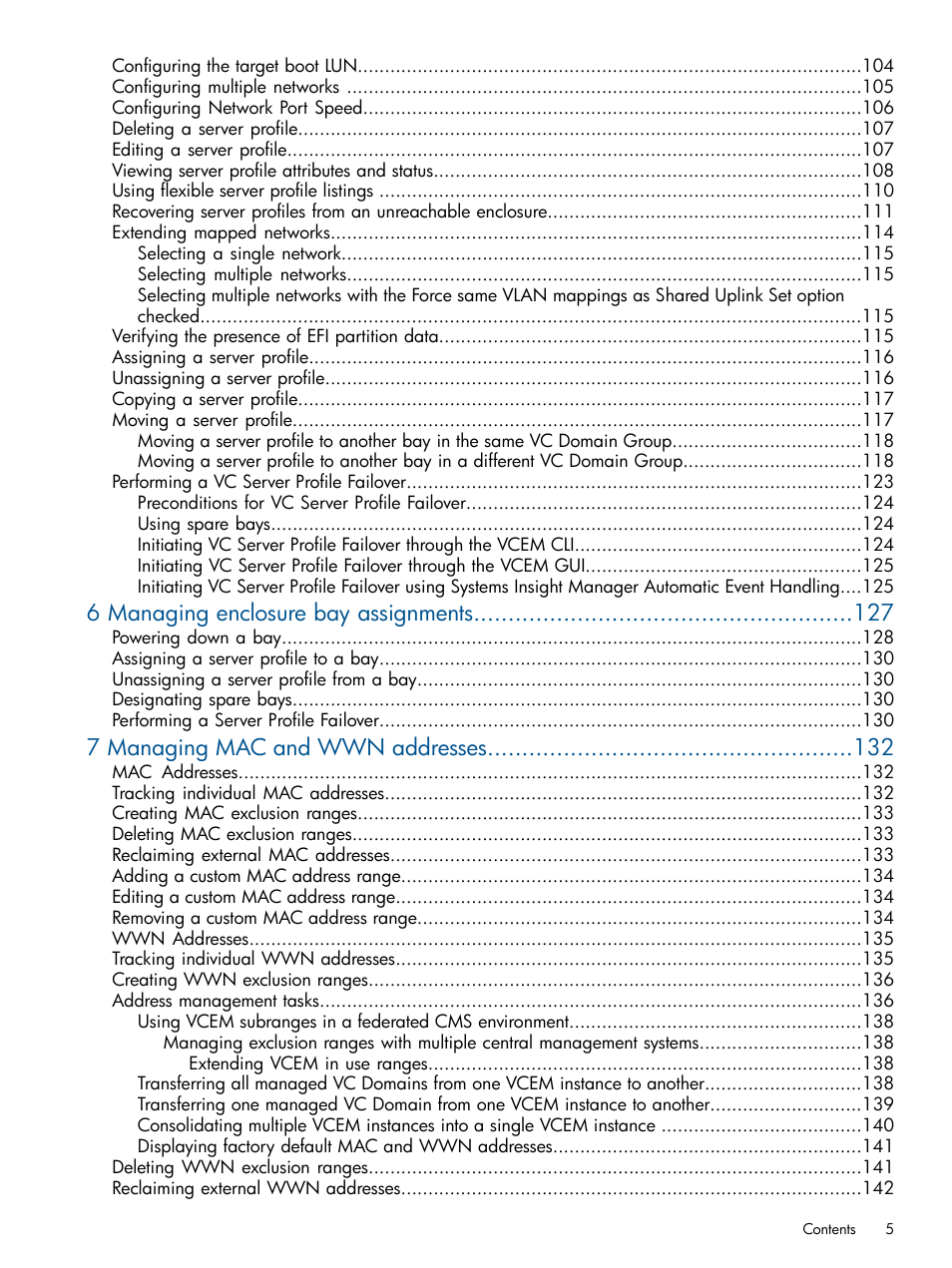 6 managing enclosure bay assignments, 7 managing mac and wwn addresses | HP Insight Management-Software User Manual | Page 5 / 189