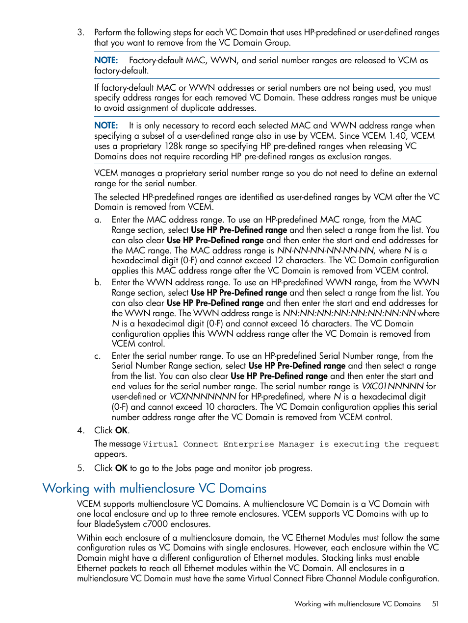 Working with multienclosure vc domains | HP Insight Management-Software User Manual | Page 51 / 189