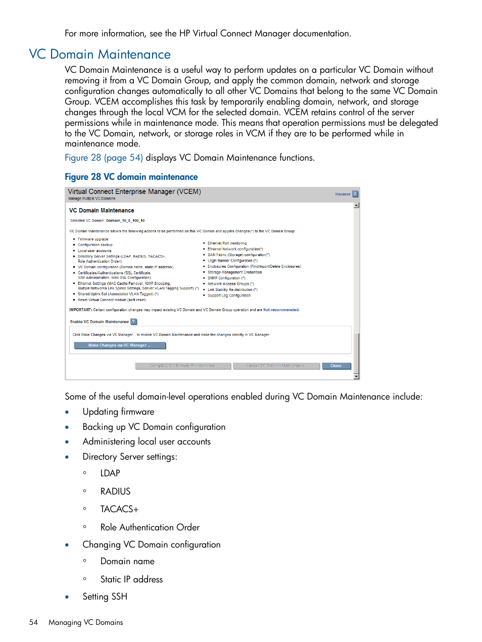 Vc domain maintenance | HP Insight Management-Software User Manual | Page 54 / 189