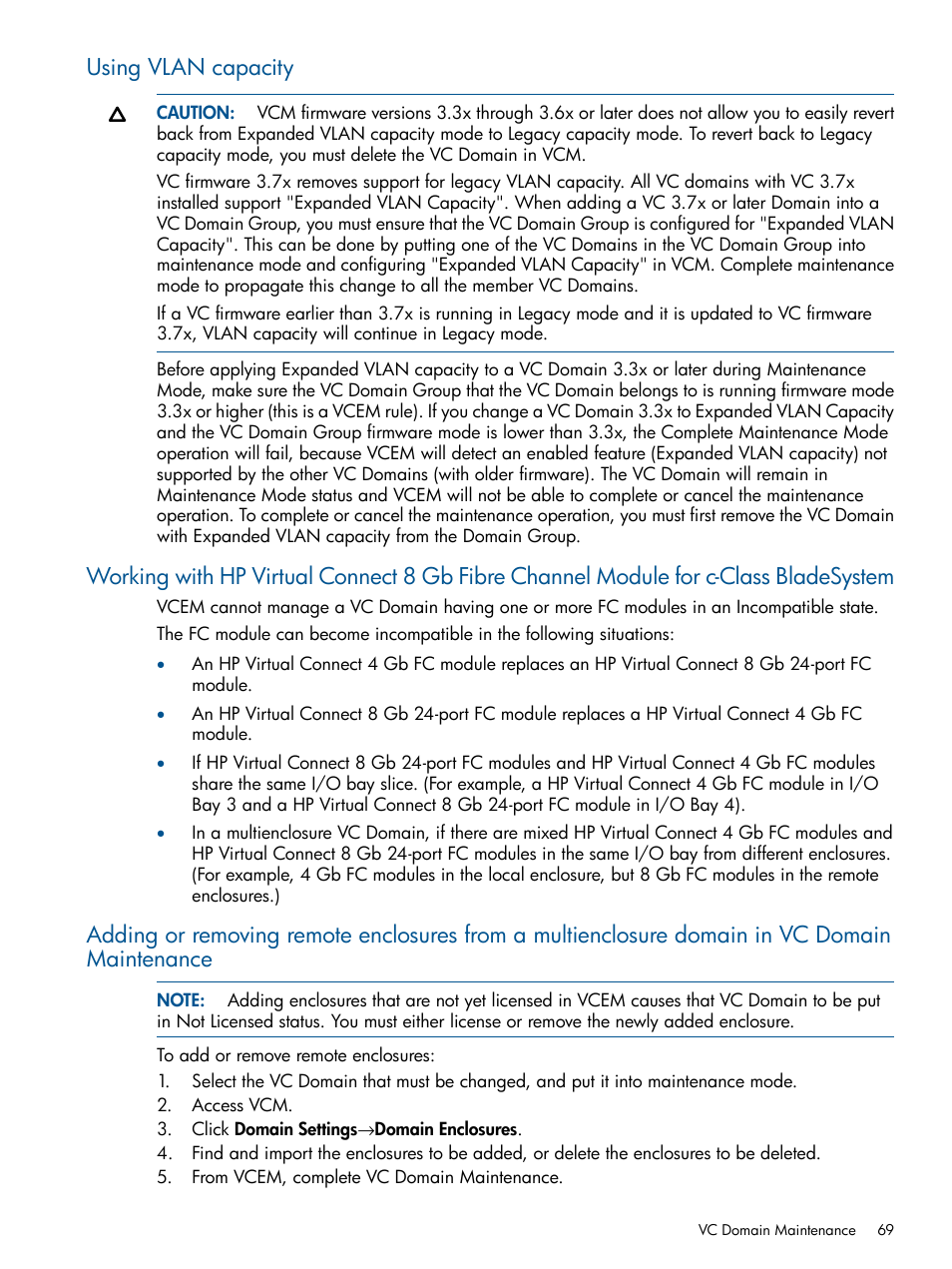 Using vlan capacity | HP Insight Management-Software User Manual | Page 69 / 189