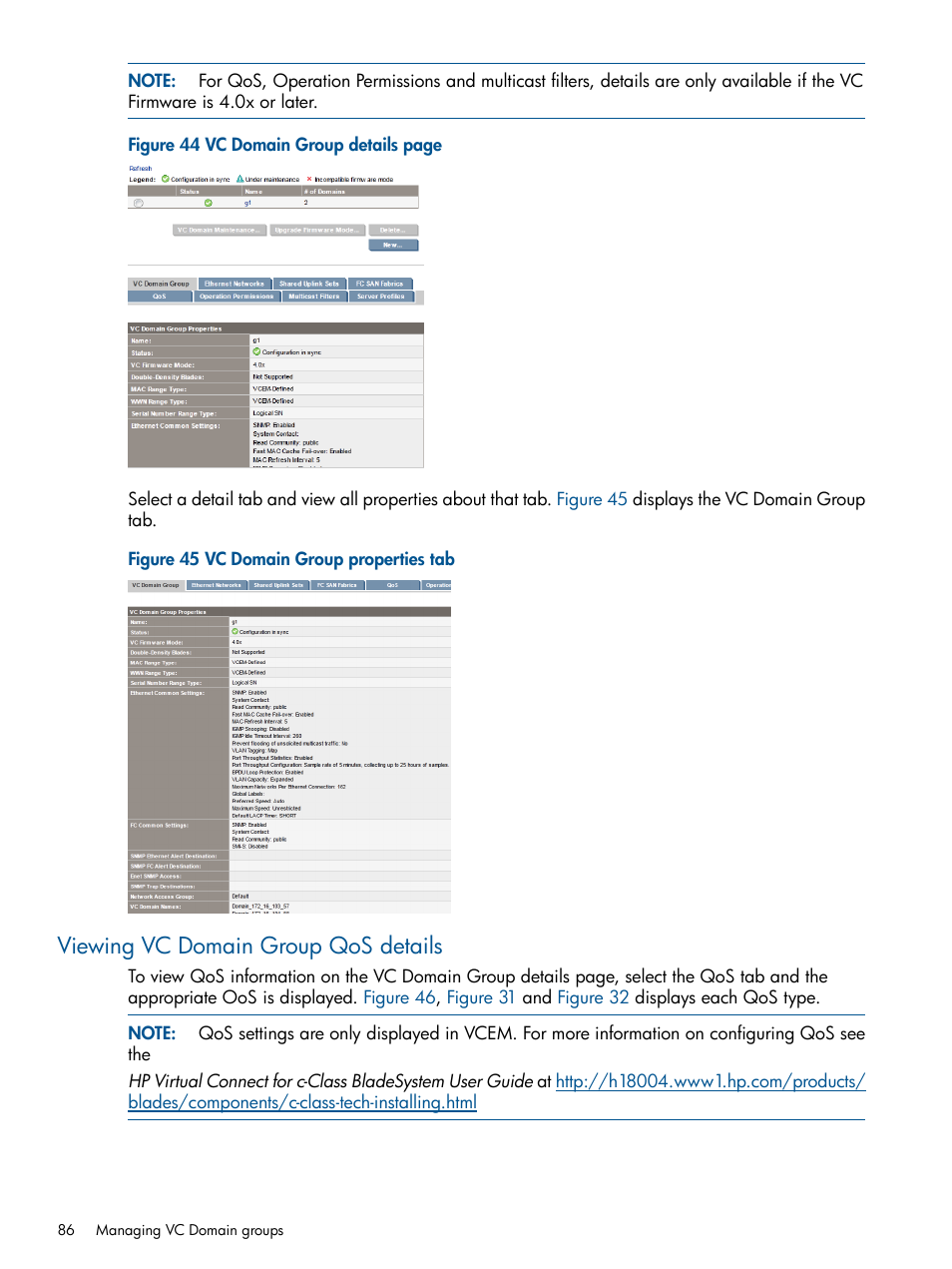 Viewing vc domain group qos details | HP Insight Management-Software User Manual | Page 86 / 189