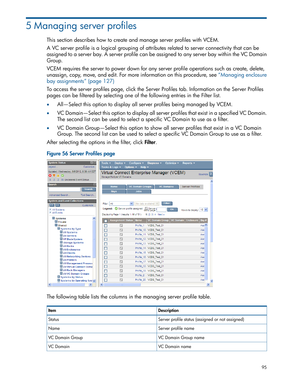 5 managing server profiles | HP Insight Management-Software User Manual | Page 95 / 189