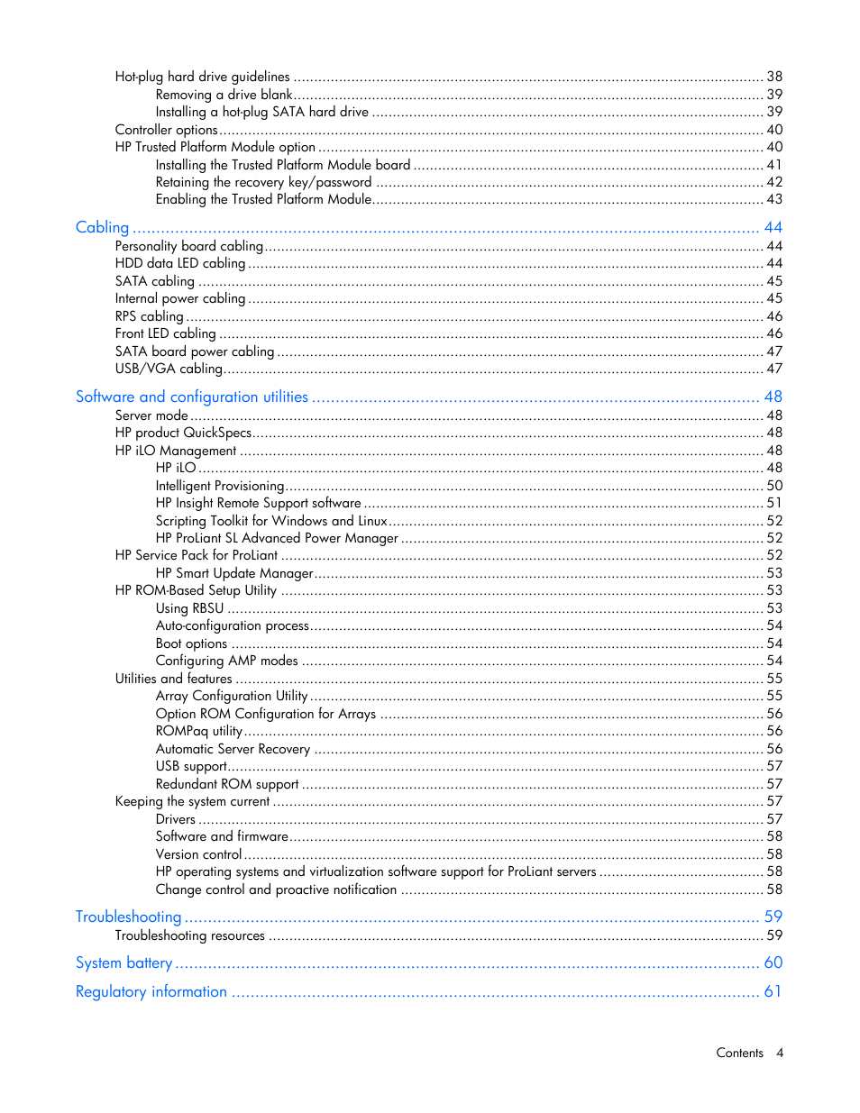 HP ProLiant SL4540 Gen8 Server User Manual | Page 4 / 78