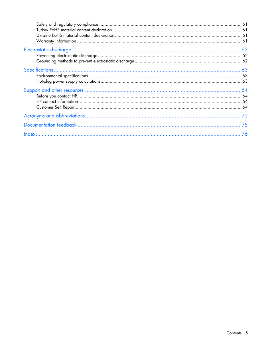 HP ProLiant SL4540 Gen8 Server User Manual | Page 5 / 78