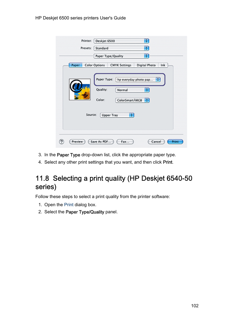 Print quality | HP Deskjet 6540 Color Inkjet Printer User Manual | Page 102 / 184