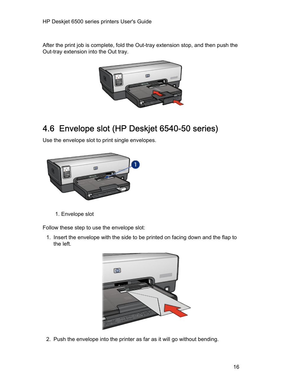 6 envelope slot (hp deskjet 6540-50 series), Envelope slot | HP Deskjet 6540 Color Inkjet Printer User Manual | Page 16 / 184