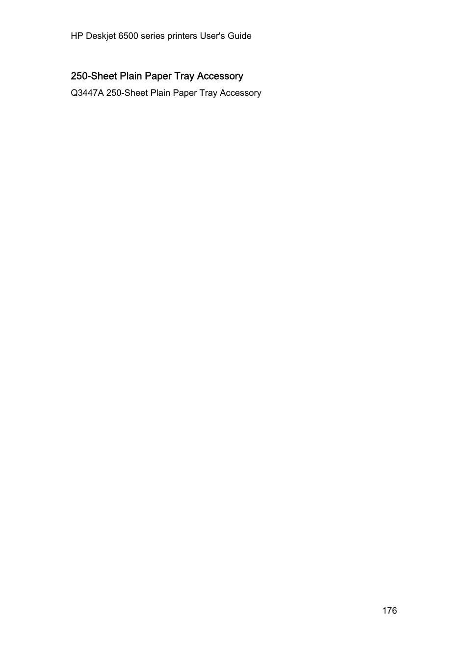 Sheet plain paper tray accessory | HP Deskjet 6540 Color Inkjet Printer User Manual | Page 176 / 184