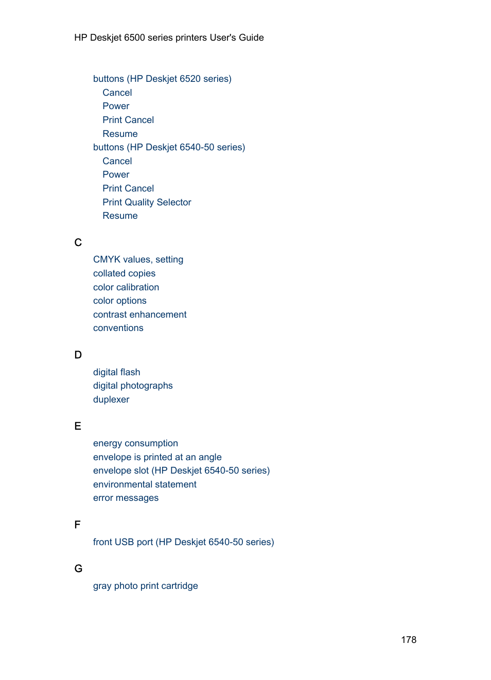 HP Deskjet 6540 Color Inkjet Printer User Manual | Page 178 / 184