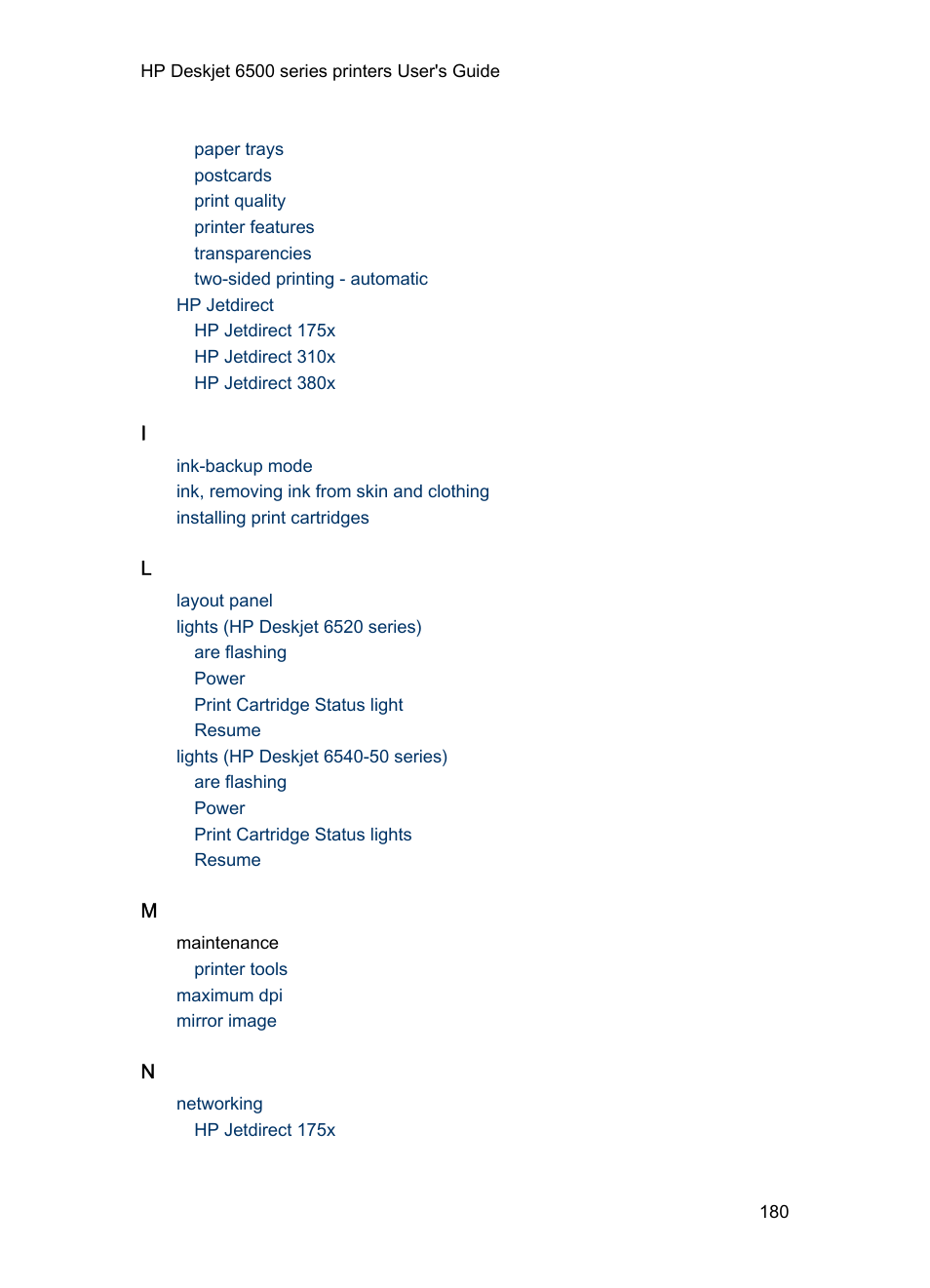 HP Deskjet 6540 Color Inkjet Printer User Manual | Page 180 / 184