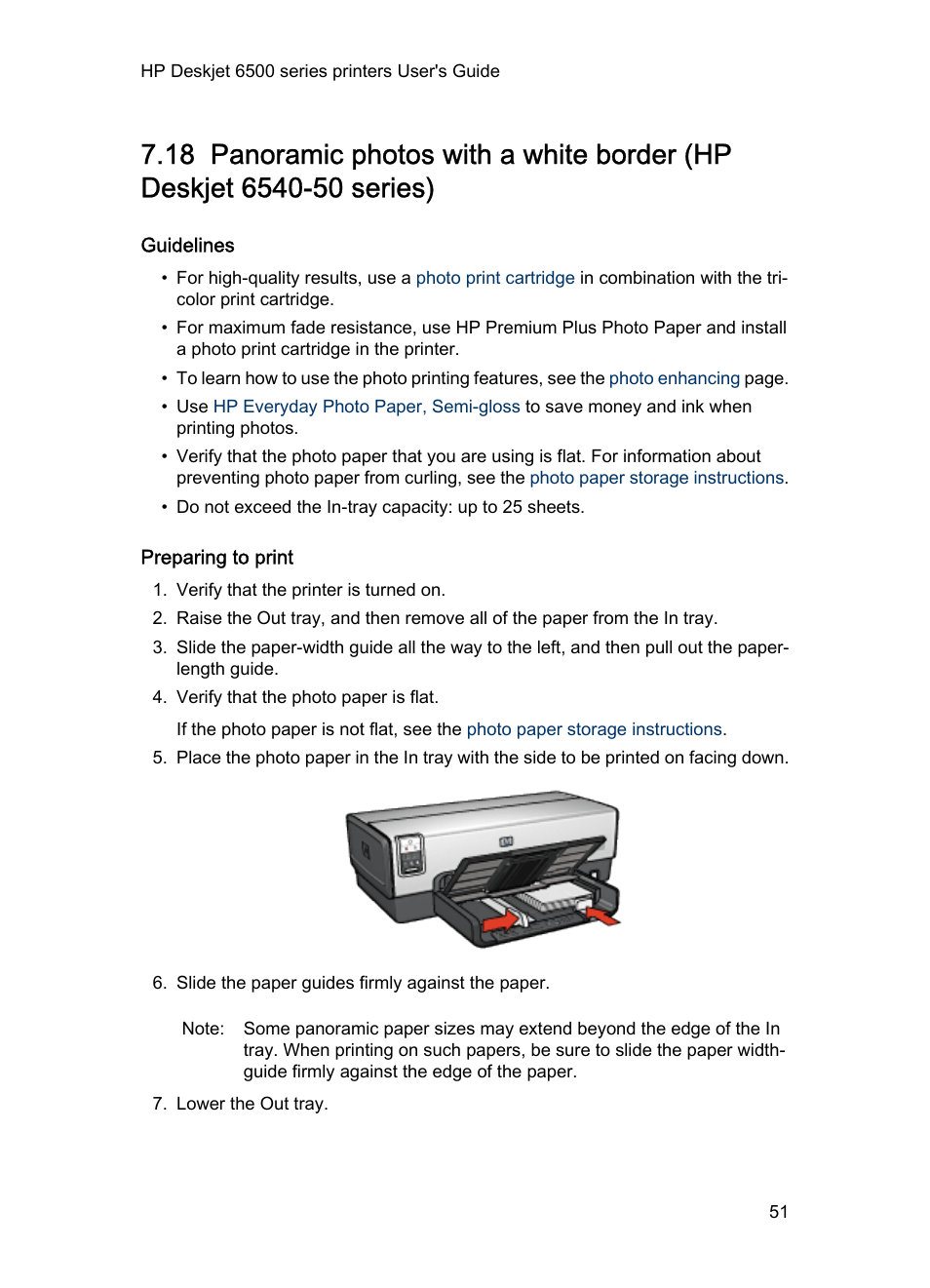 Guidelines, Preparing to print, Panoramic photo | With a white border | HP Deskjet 6540 Color Inkjet Printer User Manual | Page 51 / 184