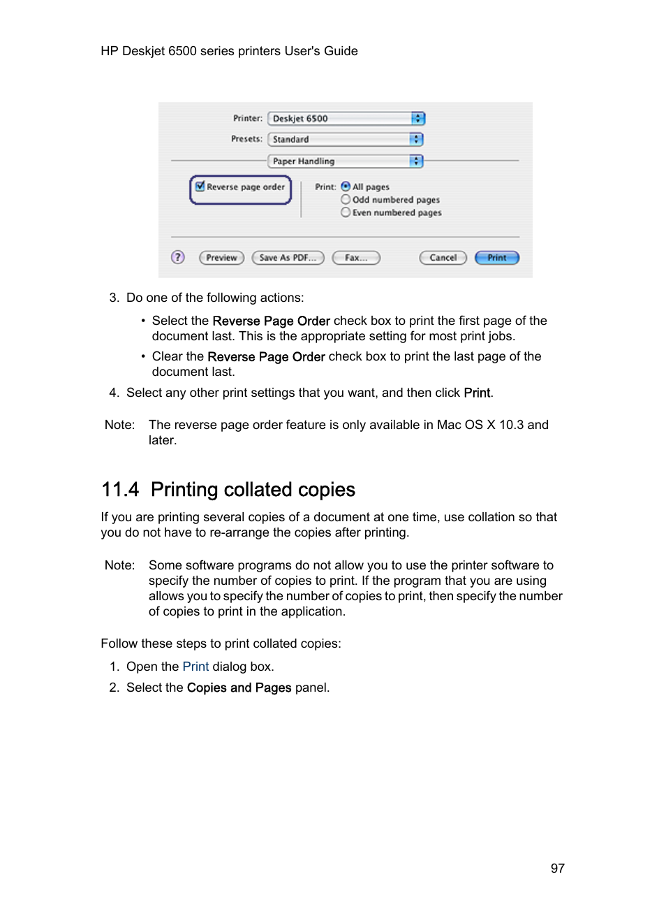 4 printing collated copies, Collated copies | HP Deskjet 6540 Color Inkjet Printer User Manual | Page 97 / 184