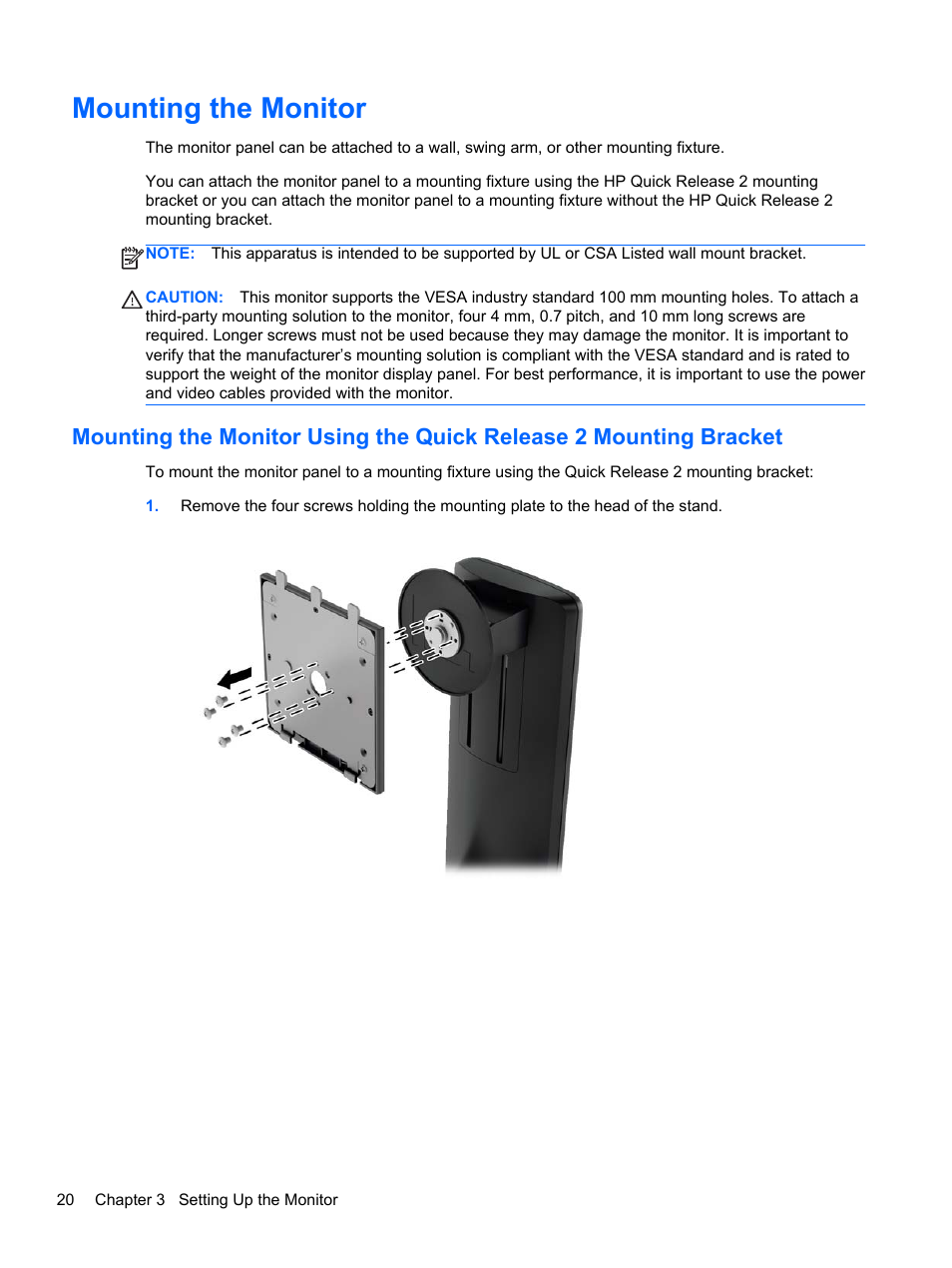 Mounting the monitor, Fer to, Mounting | HP DreamColor Z24x Professional Display User Manual | Page 28 / 57