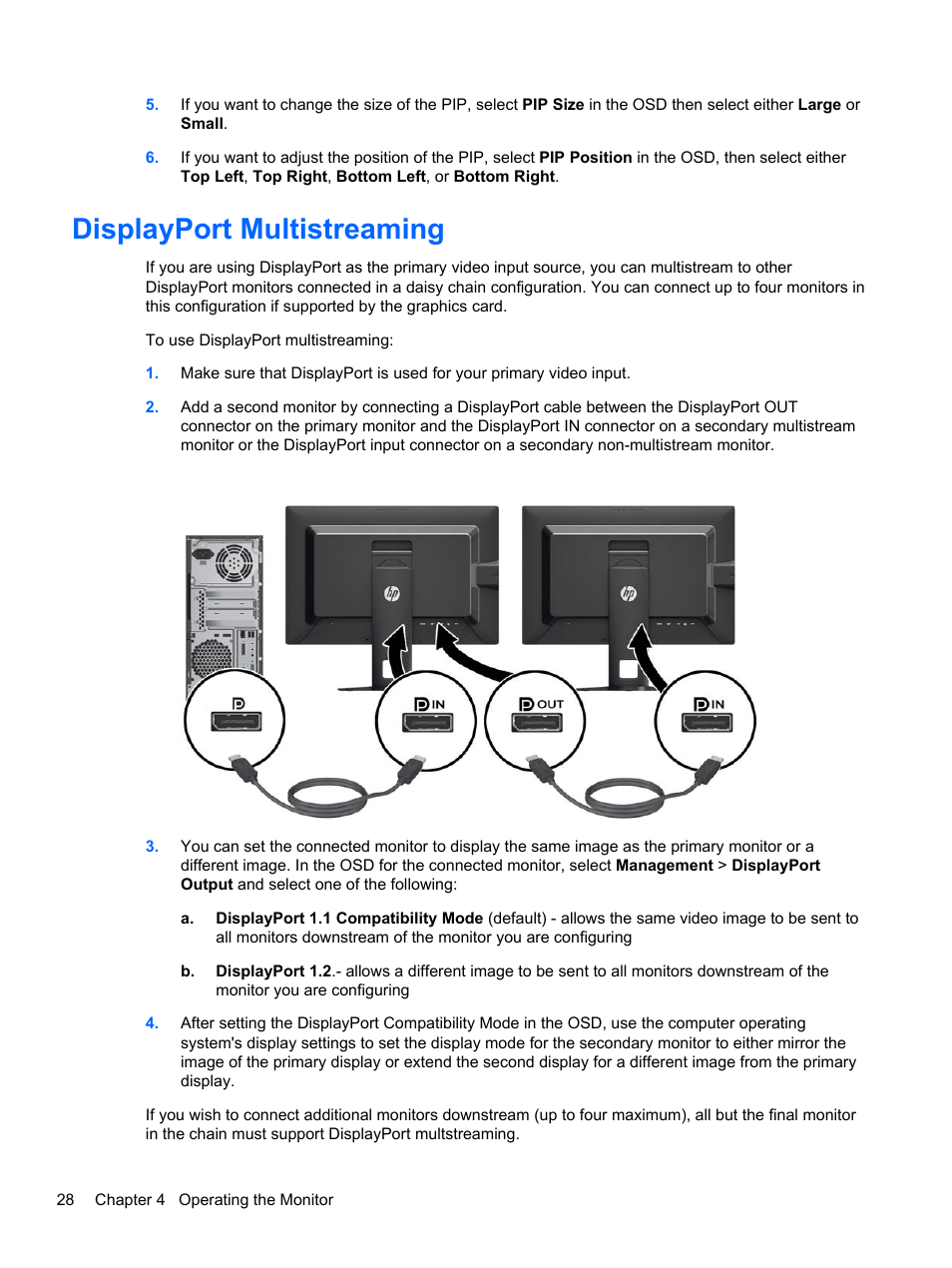 Displayport multistreaming | HP DreamColor Z24x Professional Display User Manual | Page 36 / 57