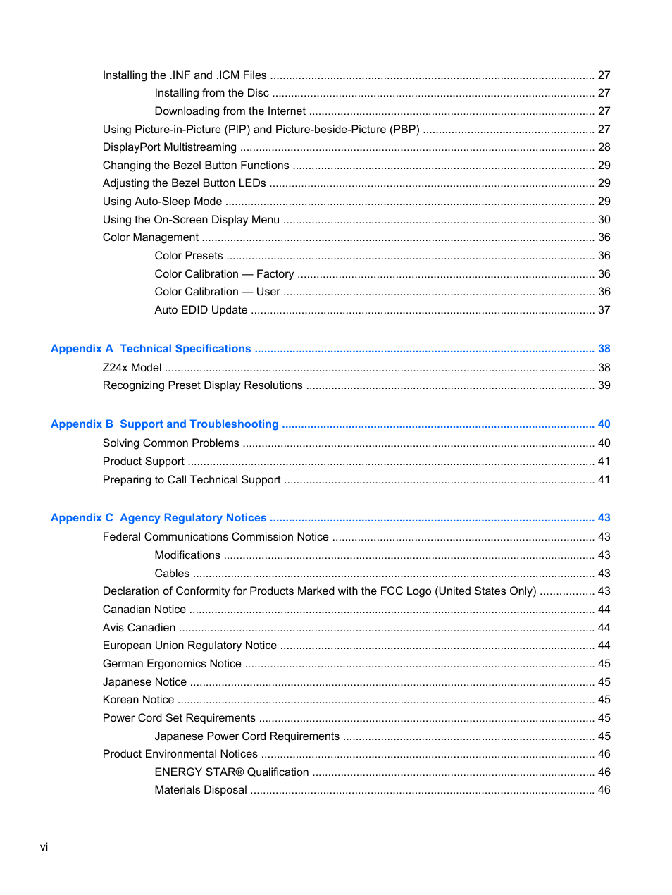 HP DreamColor Z24x Professional Display User Manual | Page 6 / 57