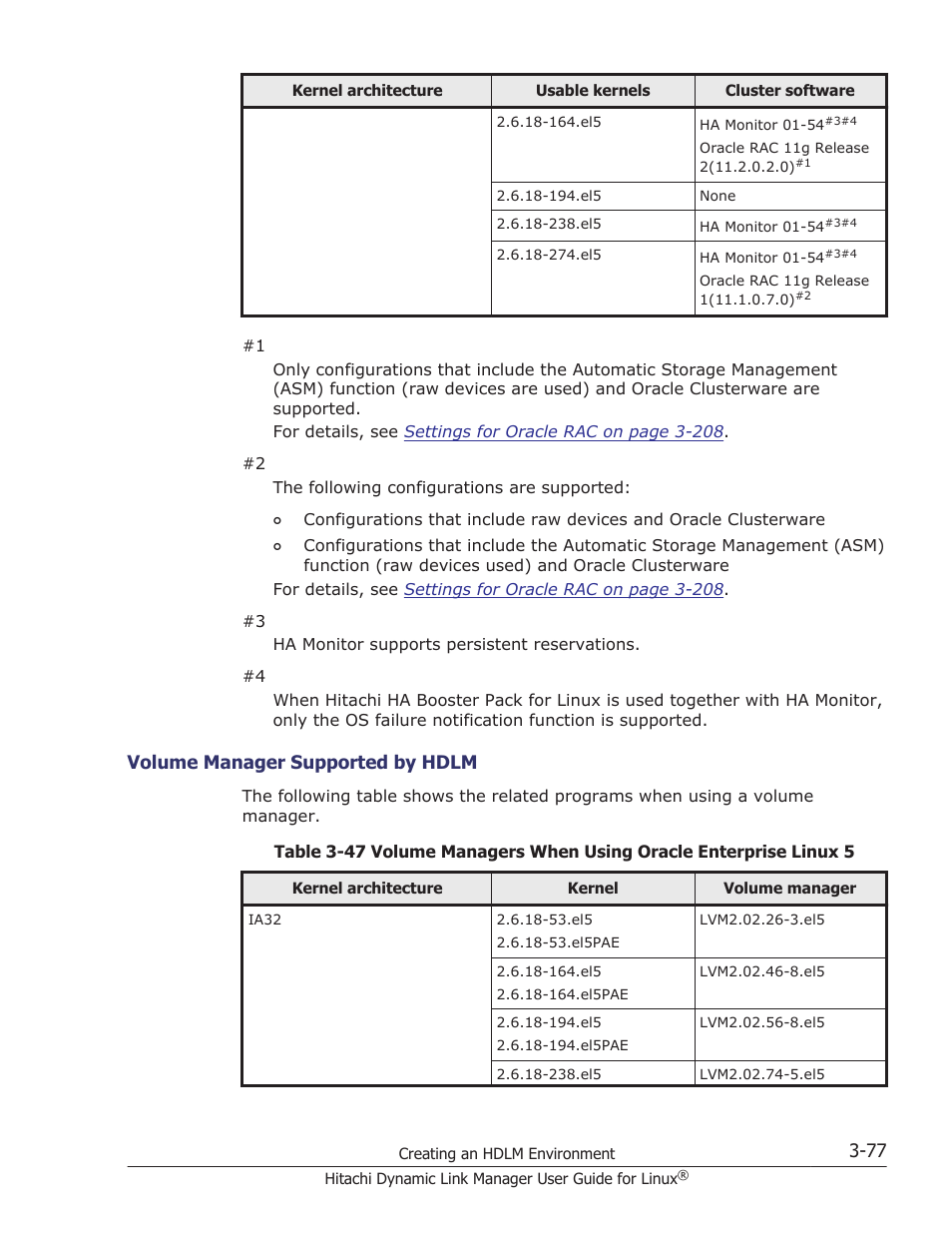 Volume manager supported by hdlm -77 | HP Hitachi Dynamic Link Manager Software User Manual | Page 149 / 712