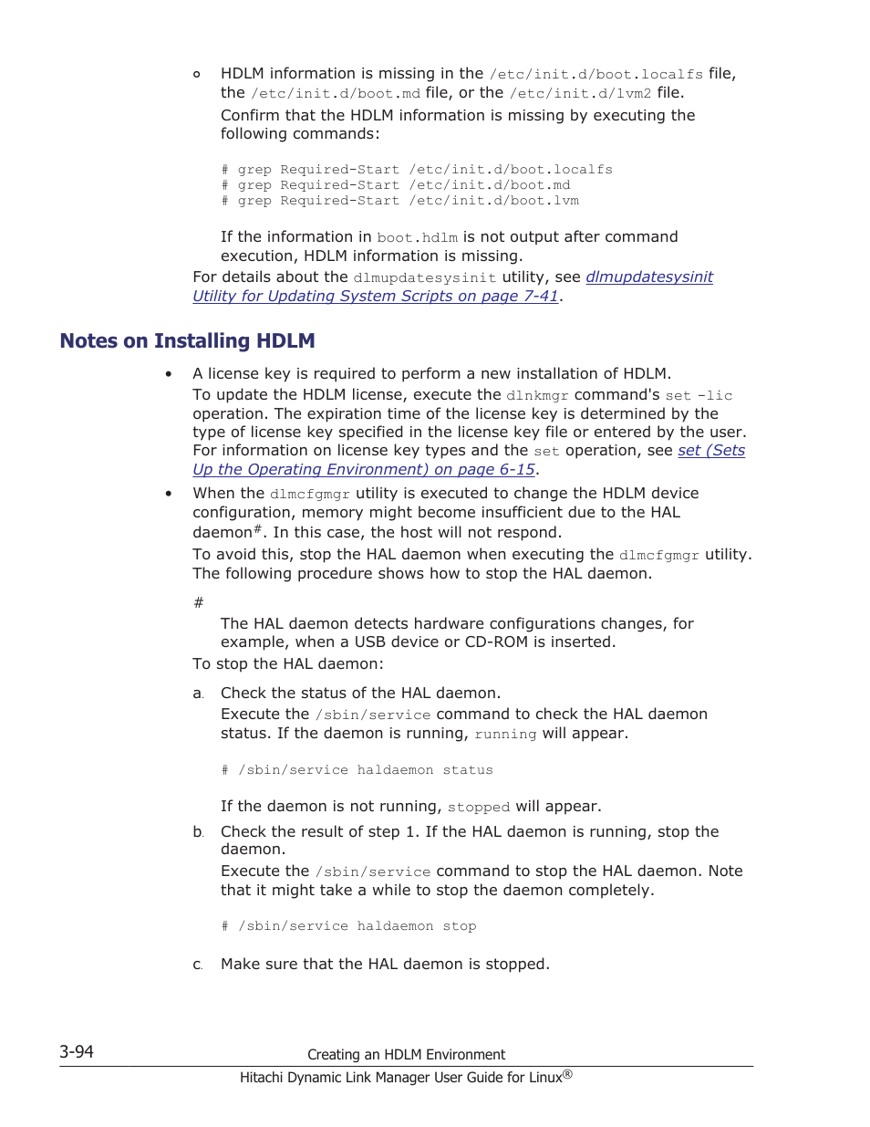 Notes on installing hdlm, Notes on installing hdlm -94 | HP Hitachi Dynamic Link Manager Software User Manual | Page 166 / 712