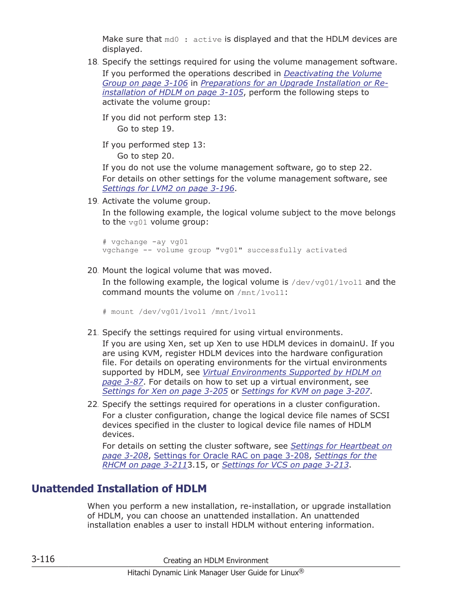 Unattended installation of hdlm, Unattended installation of hdlm -116 | HP Hitachi Dynamic Link Manager Software User Manual | Page 188 / 712