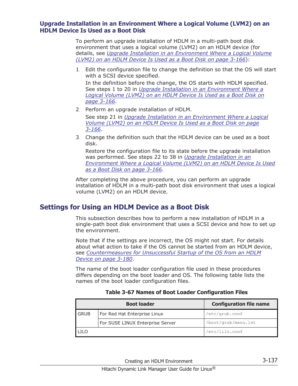 Settings for using an hdlm device as a boot disk, Hdlm device is used as a boot disk -137, See steps 18 to 34 in | HP Hitachi Dynamic Link Manager Software User Manual | Page 209 / 712