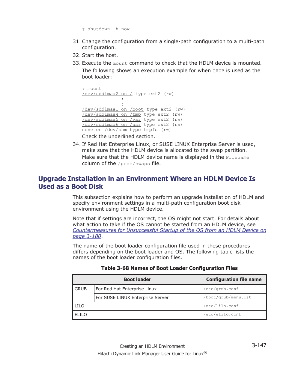 Disk -147, Upgrade installation in an environment, See steps 1 to 16 in | Upgrade installation in an environment where an, Was performed. see steps 18 to 32 in, Upgrade installation in an | HP Hitachi Dynamic Link Manager Software User Manual | Page 219 / 712