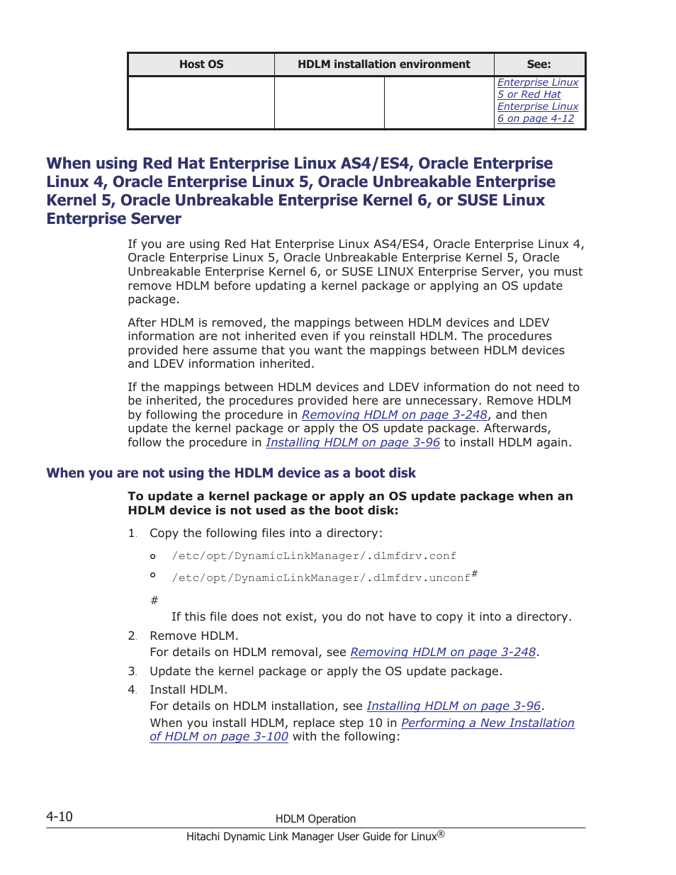 When you are, Not using the, Hdlm device as | A boot disk on, When using red, Hat enterprise, Linux as4/es4, Oracle, Enterprise linux, 4, oracle | HP Hitachi Dynamic Link Manager Software User Manual | Page 342 / 712