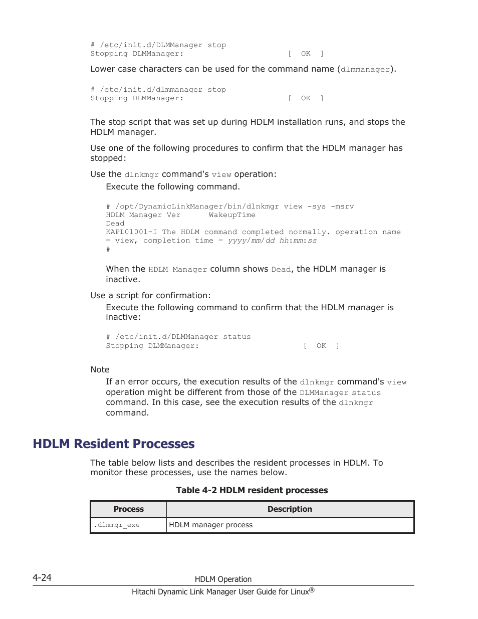 Hdlm resident processes, Hdlm resident processes -24 | HP Hitachi Dynamic Link Manager Software User Manual | Page 356 / 712