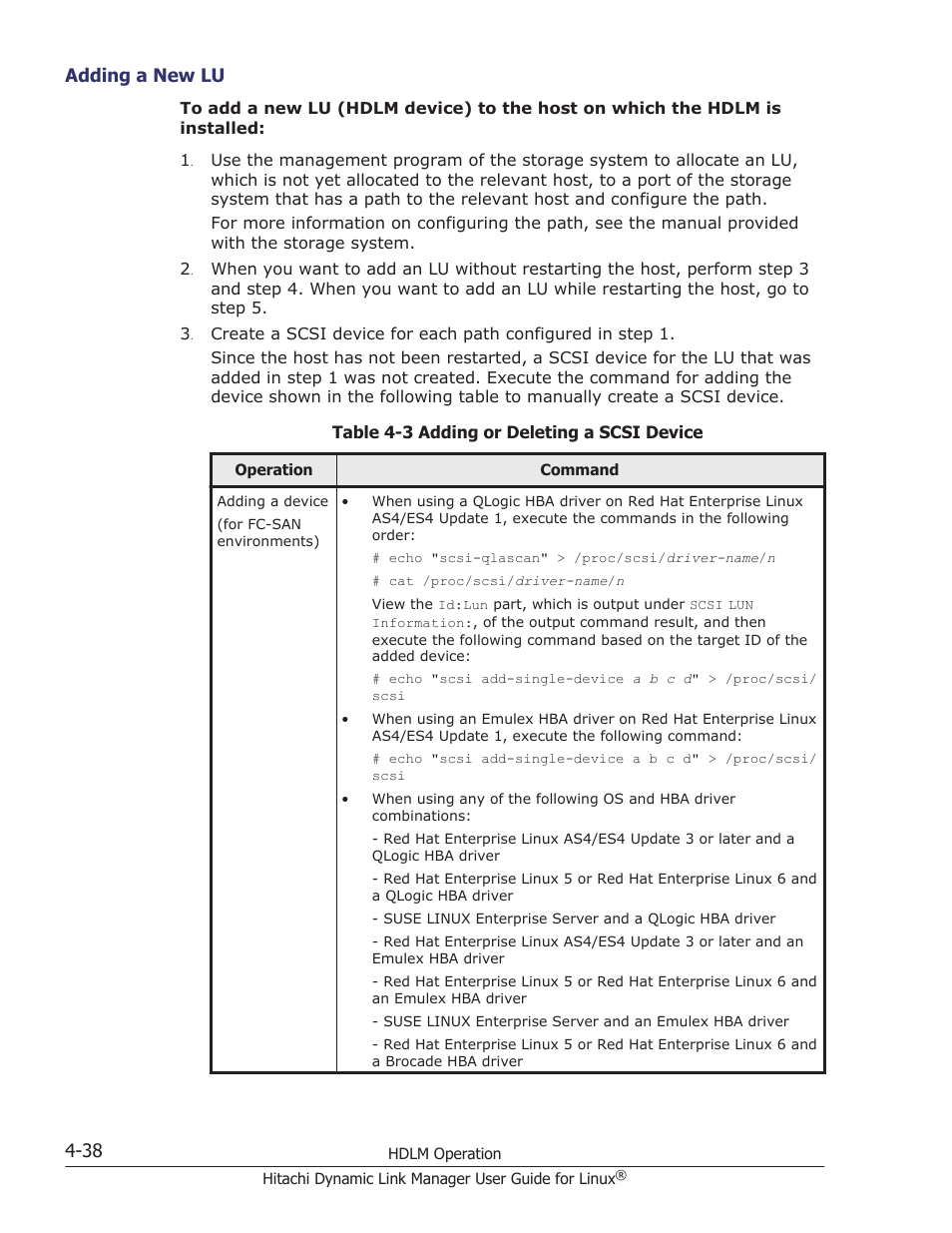 Adding a new lu -38 | HP Hitachi Dynamic Link Manager Software User Manual | Page 370 / 712