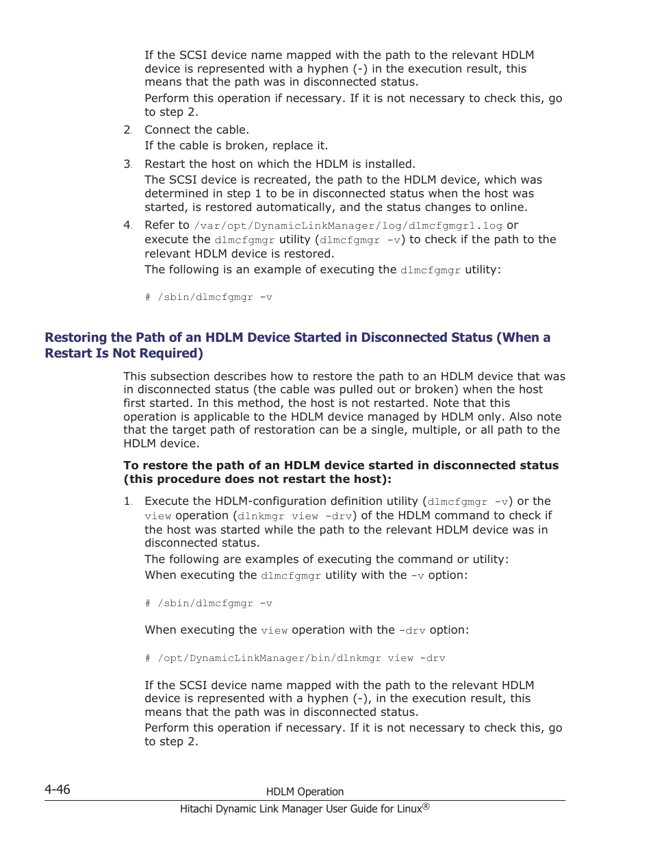 A restart is not required) -46 | HP Hitachi Dynamic Link Manager Software User Manual | Page 378 / 712