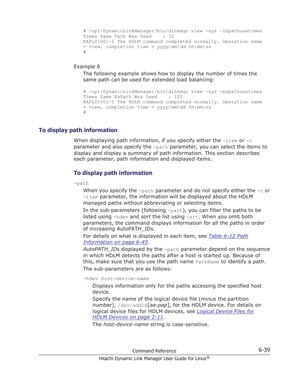 To display path information -39 | HP Hitachi Dynamic Link Manager Software User Manual | Page 433 / 712