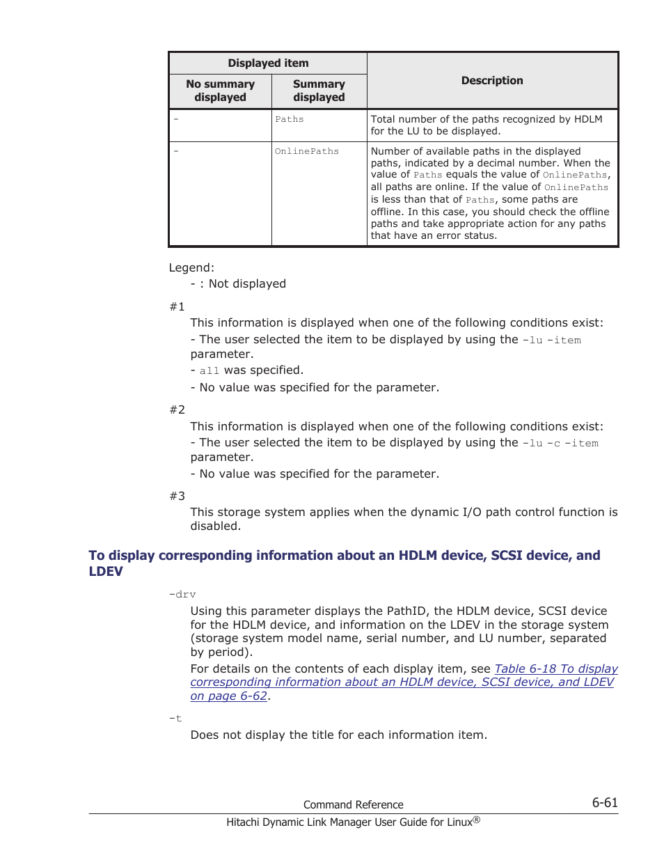 Ldev -61 | HP Hitachi Dynamic Link Manager Software User Manual | Page 455 / 712