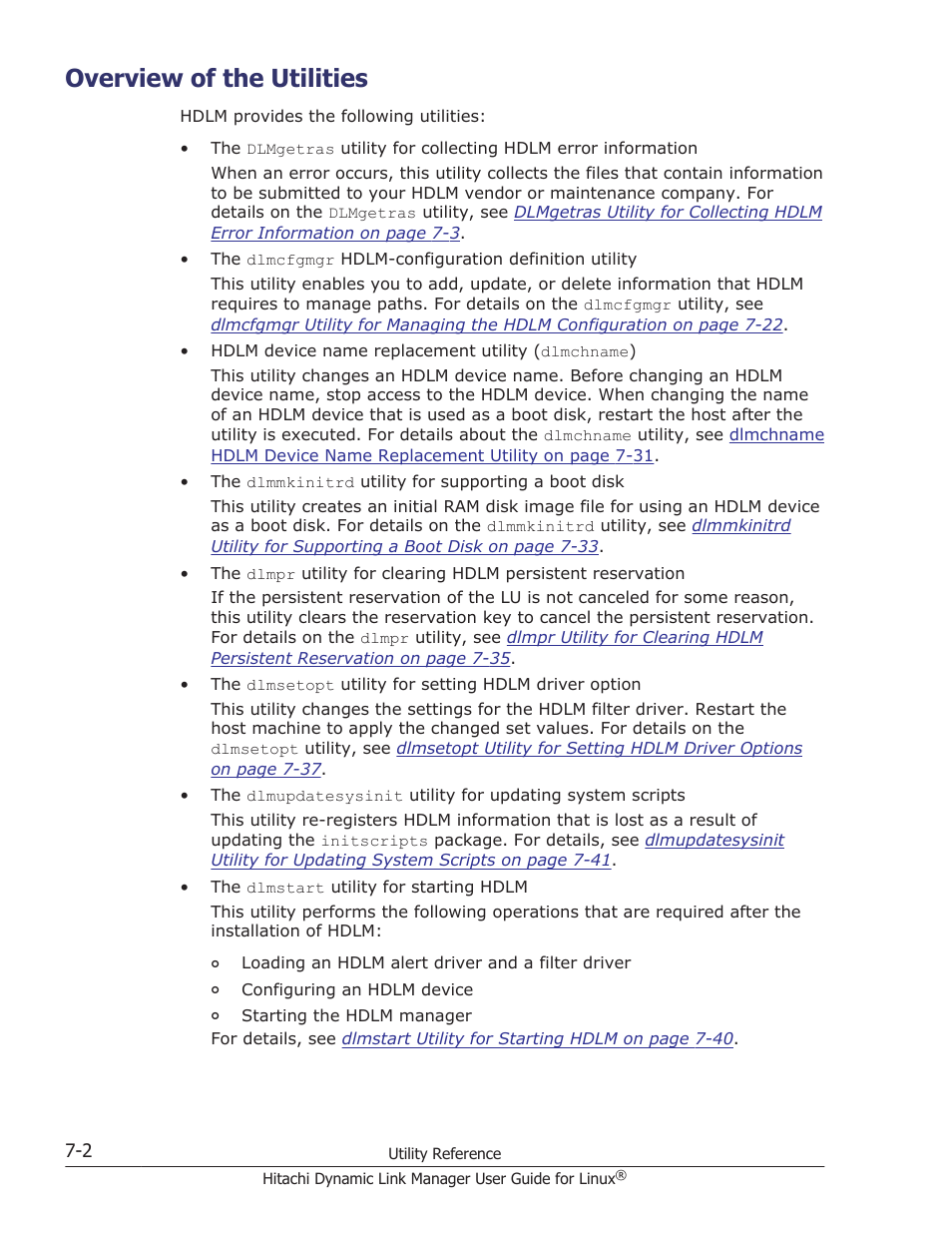 Overview of the utilities, Overview of the utilities -2 | HP Hitachi Dynamic Link Manager Software User Manual | Page 462 / 712