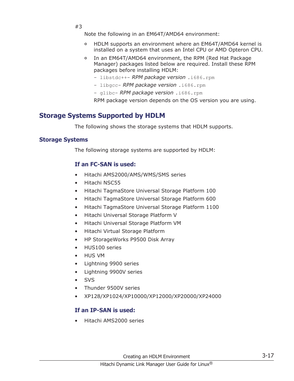 Storage systems supported by hdlm, Storage systems supported by hdlm -17, Storage systems -17 | Storage | HP Hitachi Dynamic Link Manager Software User Manual | Page 89 / 712