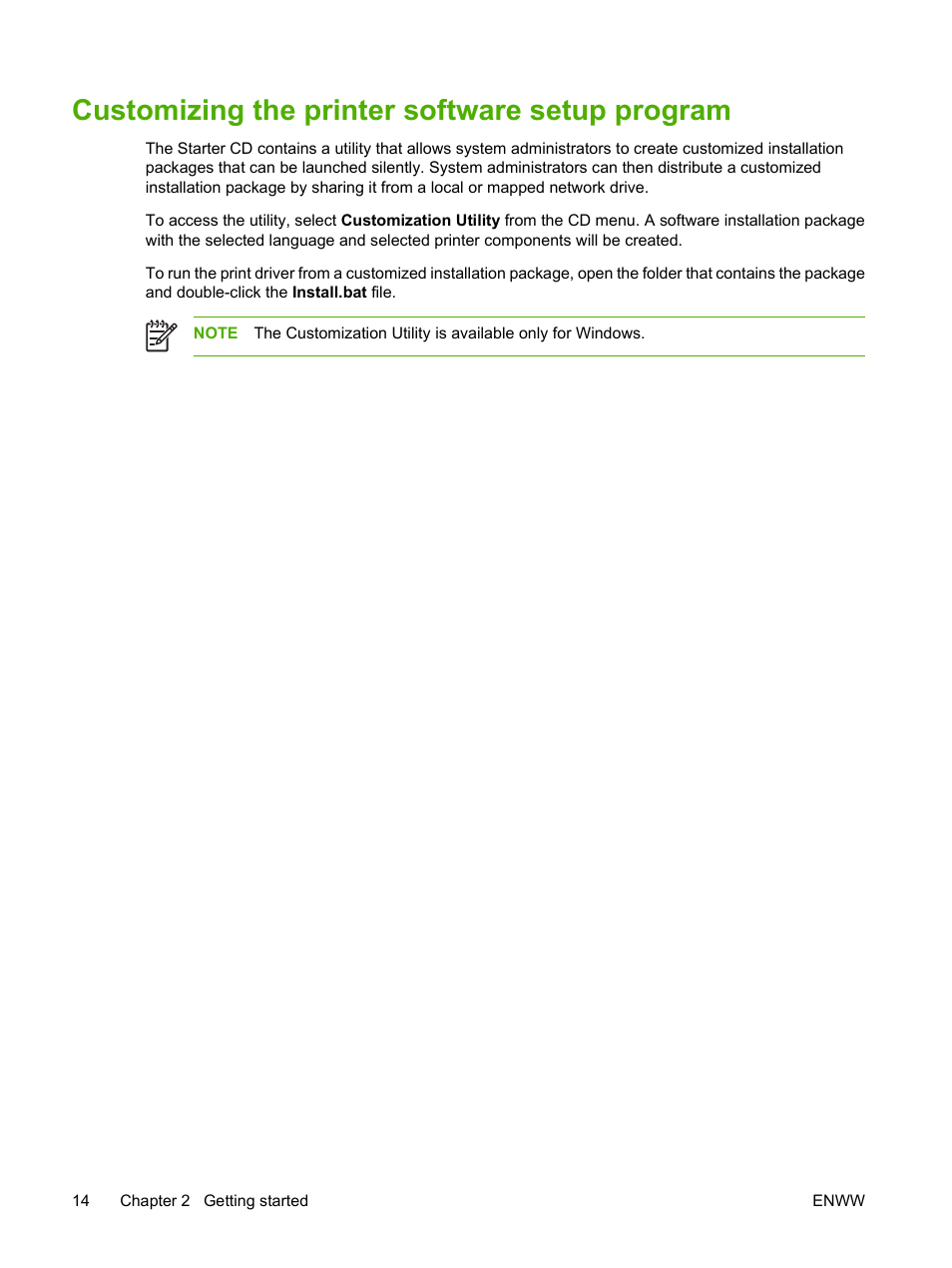 Customizing the printer software setup program | HP Photosmart Pro B8353 Printer User Manual | Page 24 / 154